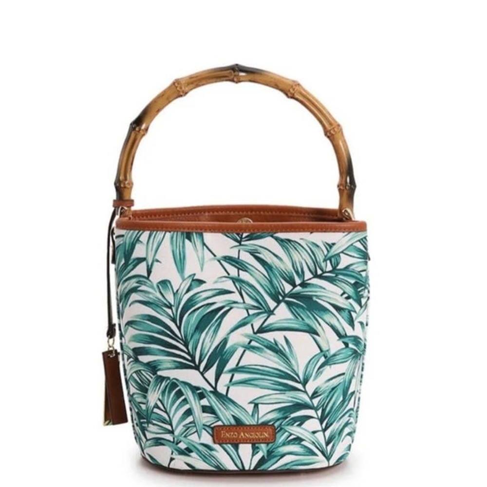 Enzo Angiolini Green Shoulder Bag with Bamboo Handle